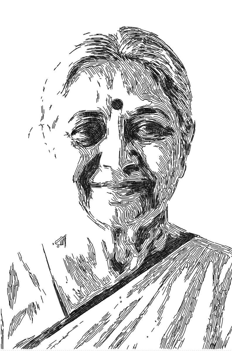 Ink drawing of a grandmother